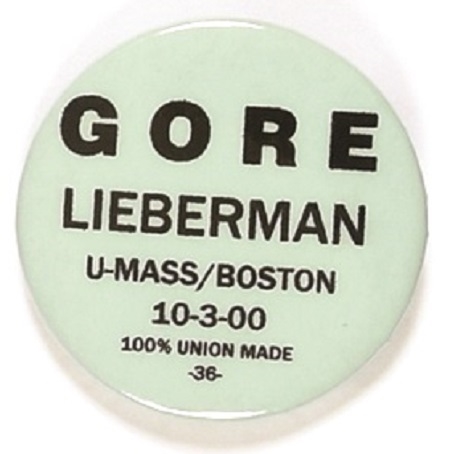 Gore, Lieberman U-Mass/Boston Debate Staff Pin