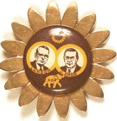 Landon, Knox Celluloid Pin with Metal Sunflower