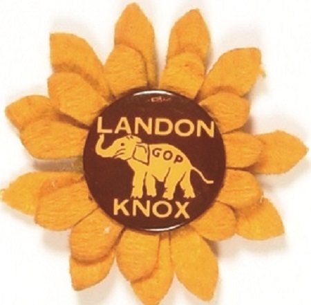 Landon, Knox Celluloid Pin and Sunflower