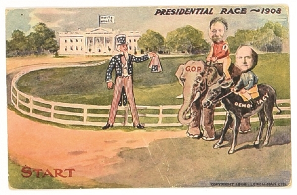 Taft, Bryan Monumental Race Postcard