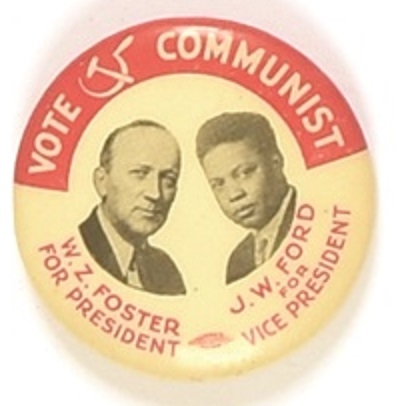 Foster, Ford Communist Party 1 1/4 Inch Celluloid Jugate