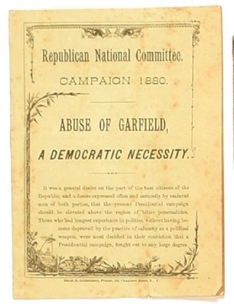 "Abuse of Garfield" 1880 Campaign Booklet