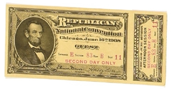 Taft 1908 Republican Convention Ticket