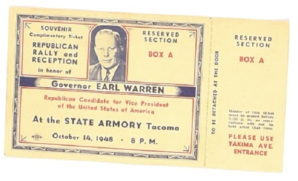 Earl Warren Rally Ticket