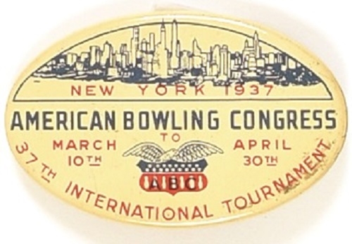 American Bowling Congress 1937 New York Pin