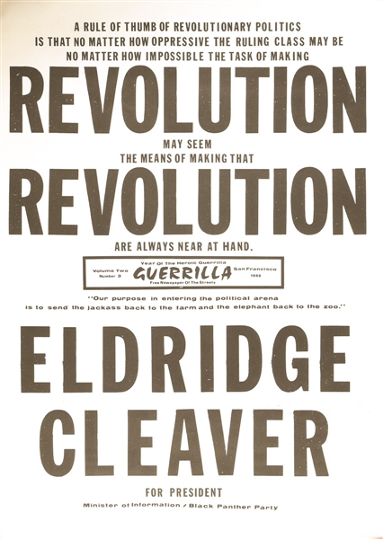Eldridge Cleaver for President Revolution Poster