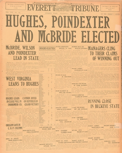 Hughes Victory 1916 Newspaper