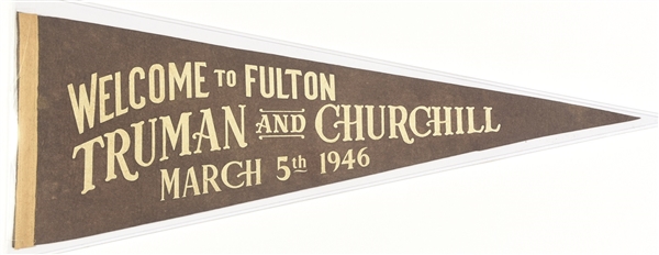 Truman and Churchill Welcome to Fulton Pennant