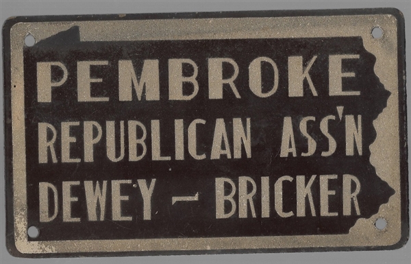 Dewey, Bricker Pembroke, Pa. License Plate