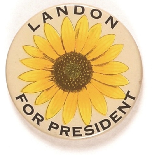 Landon for President Large Sunflower Pin