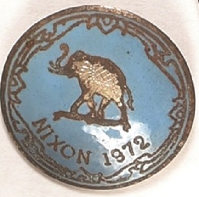 Nixon in ’72 Blue Enamel Campaign Pin