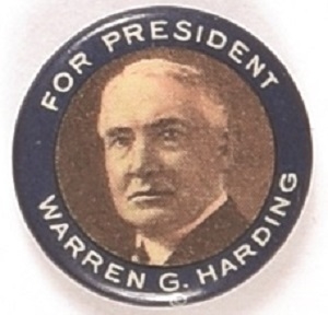 Warren G. Harding Blue Border Celluloid
