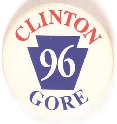 Clinton, Gore 1996 Pennsylvania Keystone White Version