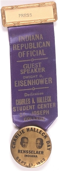 Eisenhower Halleck Day Indiana Pin and Ribbon