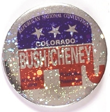 Bush, Cheney Colorado 2000 Foil and Glitter Pin