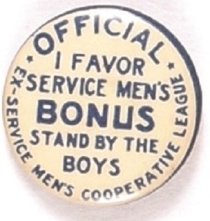 World War I Veterans Bonus March Pin
