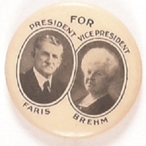Faris-Brehm Rare Prohibition Party Jugate
