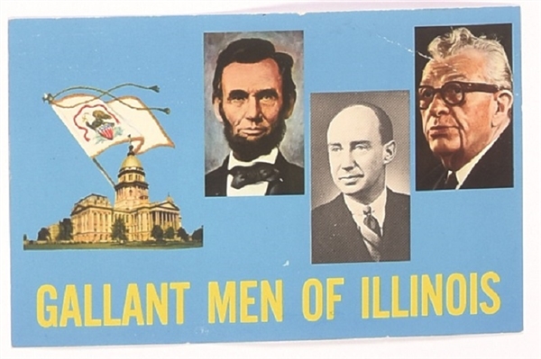 Lincoln, Dirksen, Stevenson Gallant Men of Illinois Postcard
