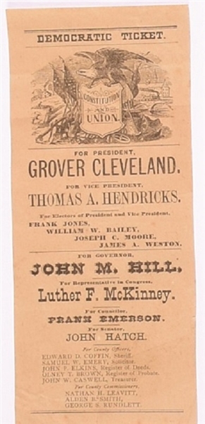 Cleveland 1884 New Hampshire Ballot