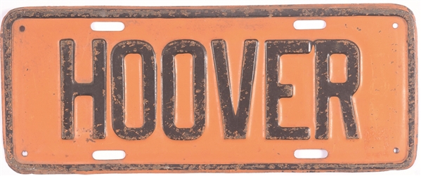 Hoover Orange and Black License Plate