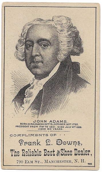 John Adams Reliable Boot and Shoe Trade Card