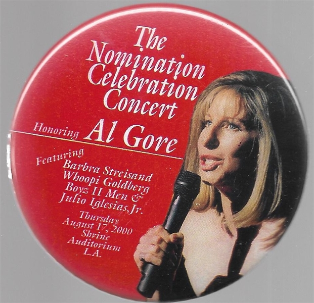 Gore, Streisand Nomination Concert Pin