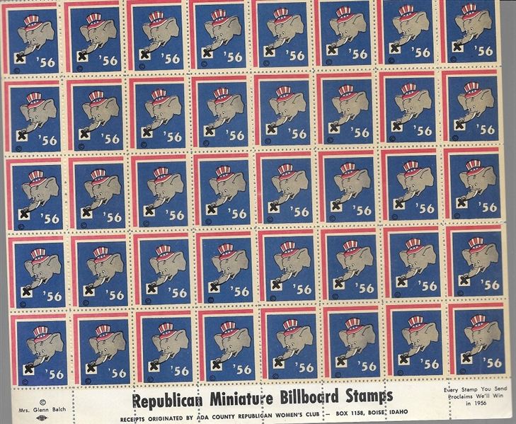 Sheet of Eisenhower GOP Stamps