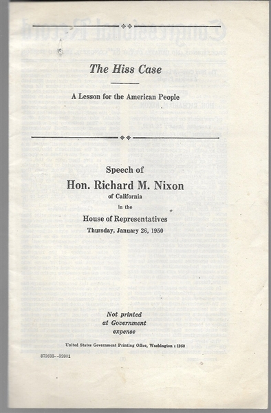 Richard Nixon Speech: The Hiss Case