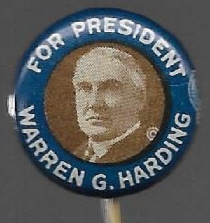 Harding For President Blue Border Celluloid 