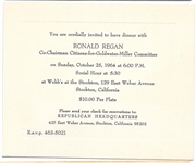 Reagan 1964 California Dinner Invitation 