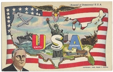 FDR USA Arsenal of Democracy Postcard 