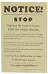 Dont Buy Negro Records Handbill