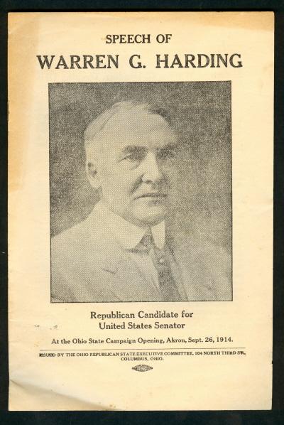 Harding for Senator Pamphlet