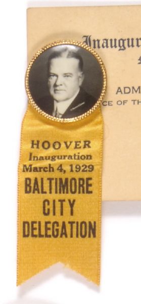 Hoover Baltimore Inaugural Pin, Card