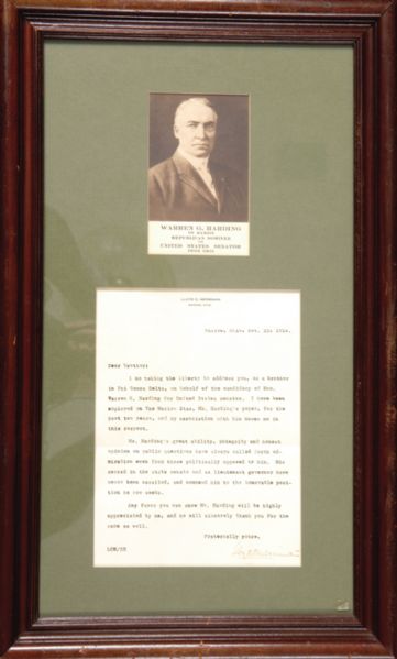 Harding Letter and Picture