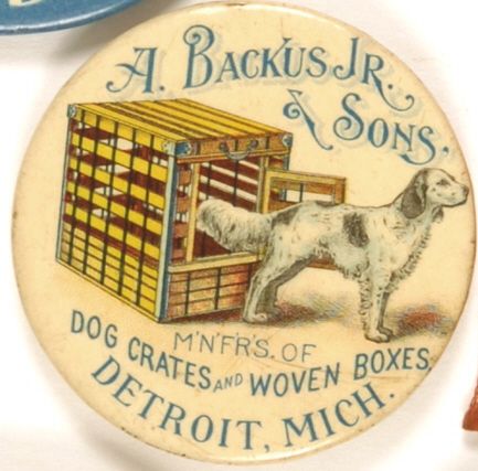 A . Backus Jr. Dog Crates Ad Pin