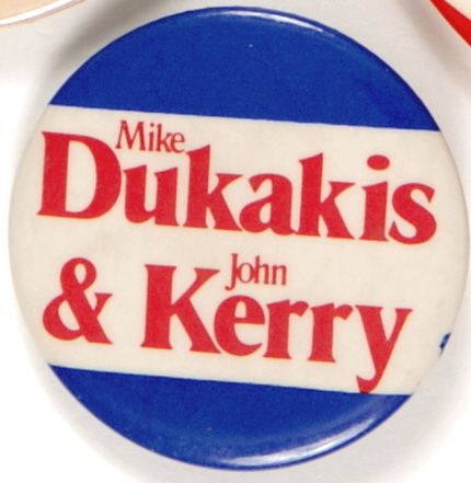 Dukakis and Kerry Massachusetts Pin