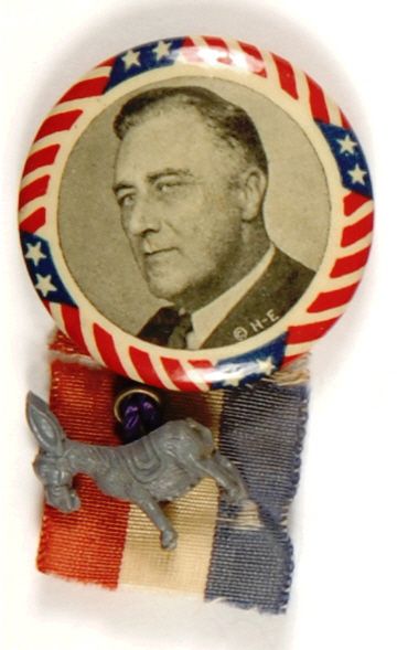 FDR Pin with Donkey, Ribbon