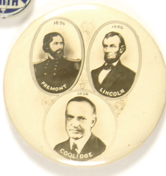 Coolidge, Fremont, Lincoln Pinback