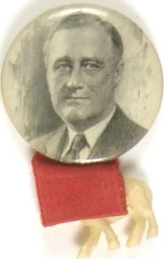 FDR Pin with Democratic Donkey