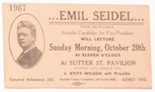 Emil Seidel Socialist Speech Ticket