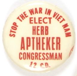 Herb Aptheker, anti Vietnam War Campaign Pin