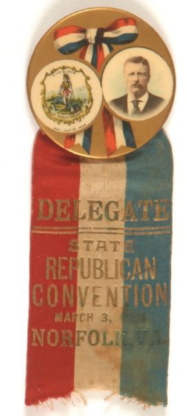Roosevelt Virginia Delegate Pin and Ribbon