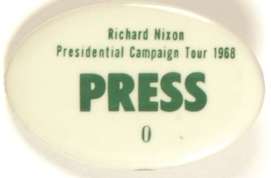 Nixon 1968 Campaign Tour Press Pin