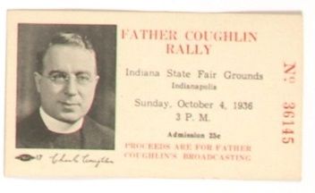 Father Coughlin Rally Ticket