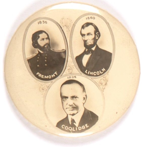 Coolidge, Fremont, Lincoln Pinback