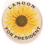 Landon for President Large Sunflower Pin