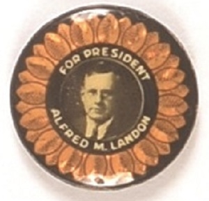 Landon for President Metallic Sunflower Celluloid