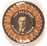 Landon for President Metallic Sunflower Celluloid