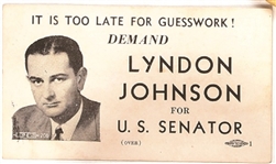 Lyndon Johnson for U.S. Senator Campaign Card